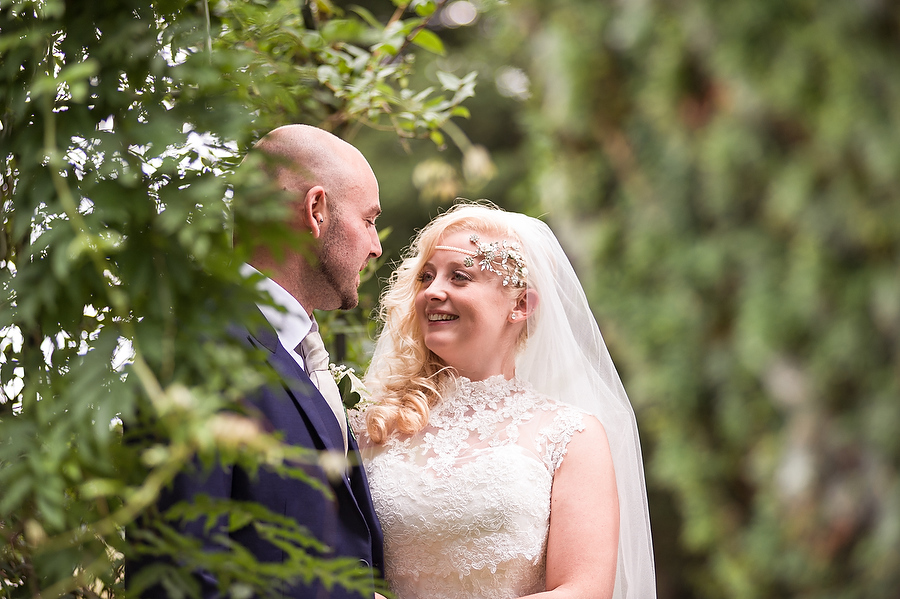 Intimate contemporary portraits in the beautiful gardens at Packington Moor in Lichfield by Lichfield Contemporary Wedding Photographer Barry James