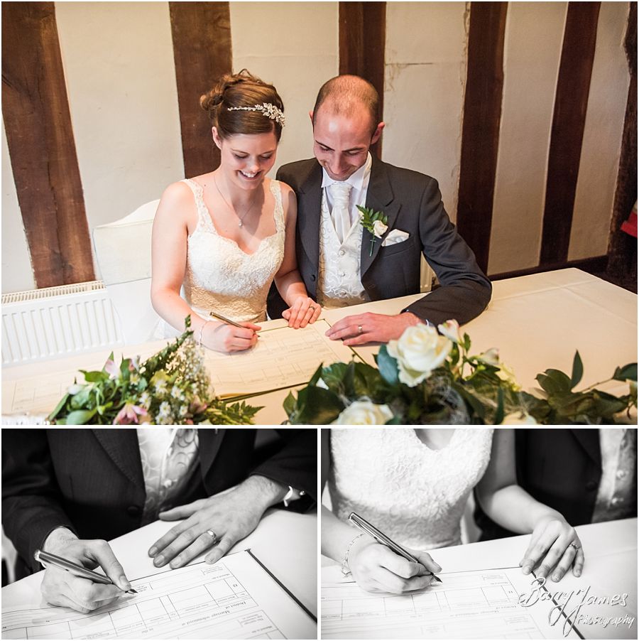 Candid and contemporary photographs capturing the beautiful wedding ceremony at The Moat House in Acton Trussell by Recommended Wedding Photographer Barry James