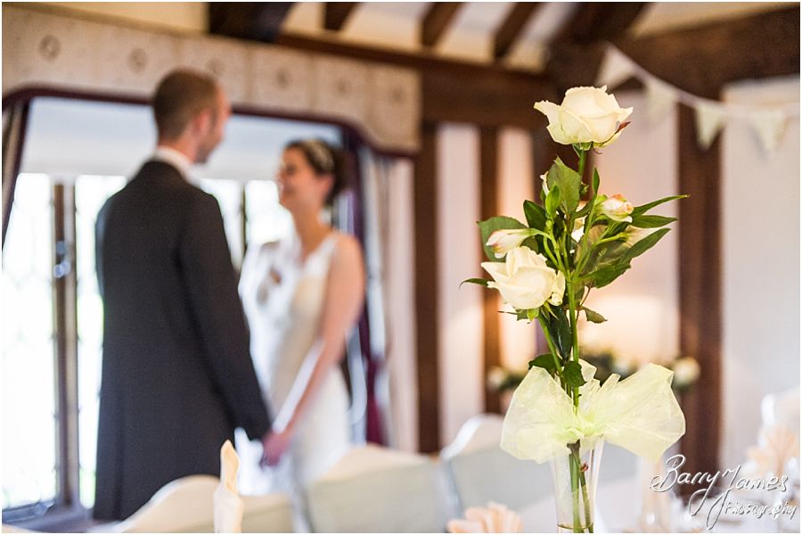 Intimate wedding breakfast setting in the Colin Lewis Suite at The Moat House in Acton Trussell by Rugeley Wedding Photographer Barry James