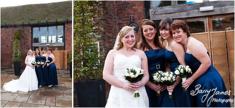 Photos captured of Bridal party in courtyard at Packington Moor in Lichfield by Staffordshire Wedding Photographer Barry James