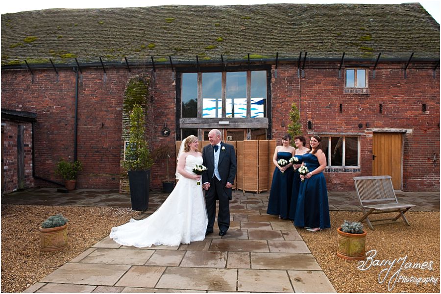 Photos captured of Bridal party in courtyard at Packington Moor in Lichfield by Staffordshire Wedding Photographer Barry James