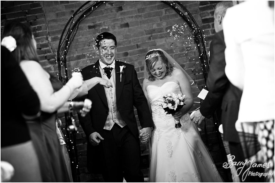 Beautiful unobtrusive photos of wedding ceremony in Oat Barn at Packington Moor in Lichfield by Walsall Wedding Photographer Barry James