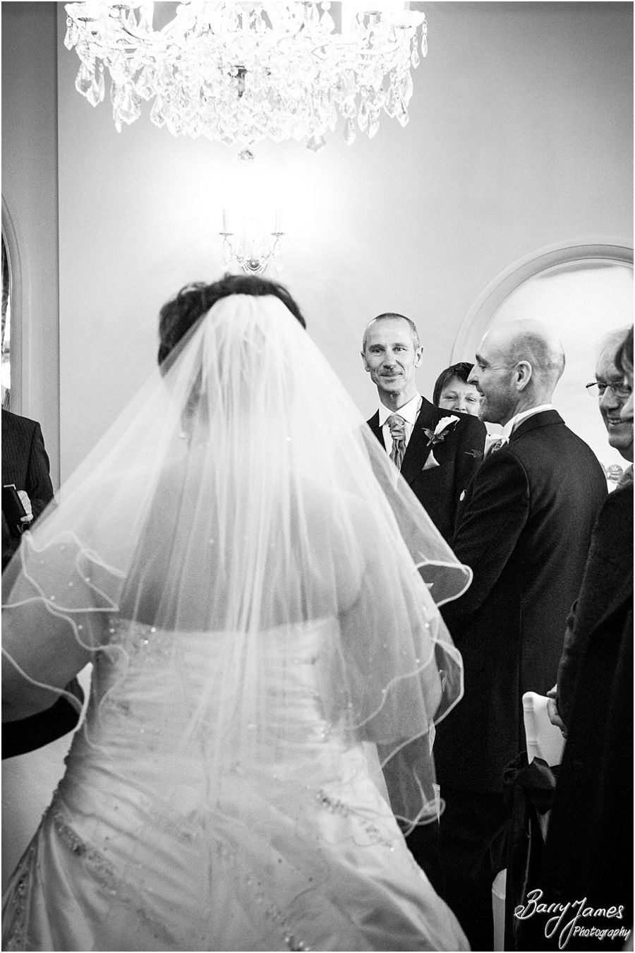 Beautiful wedding photographs of civil ceremony in Shrewsbury Suite at Weston Hall in Stafford by Contemporary Staffordshire Wedding Photographer Barry James