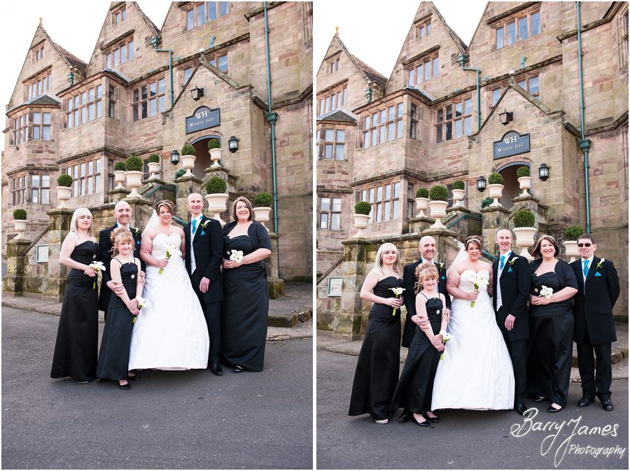 Stunning setting for wedding groups at Weston Hall in Stafford by Contemporary Staffordshire Wedding Photographer Barry James