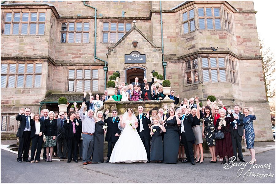 Stunning setting for wedding groups at Weston Hall in Stafford by Contemporary Staffordshire Wedding Photographer Barry James