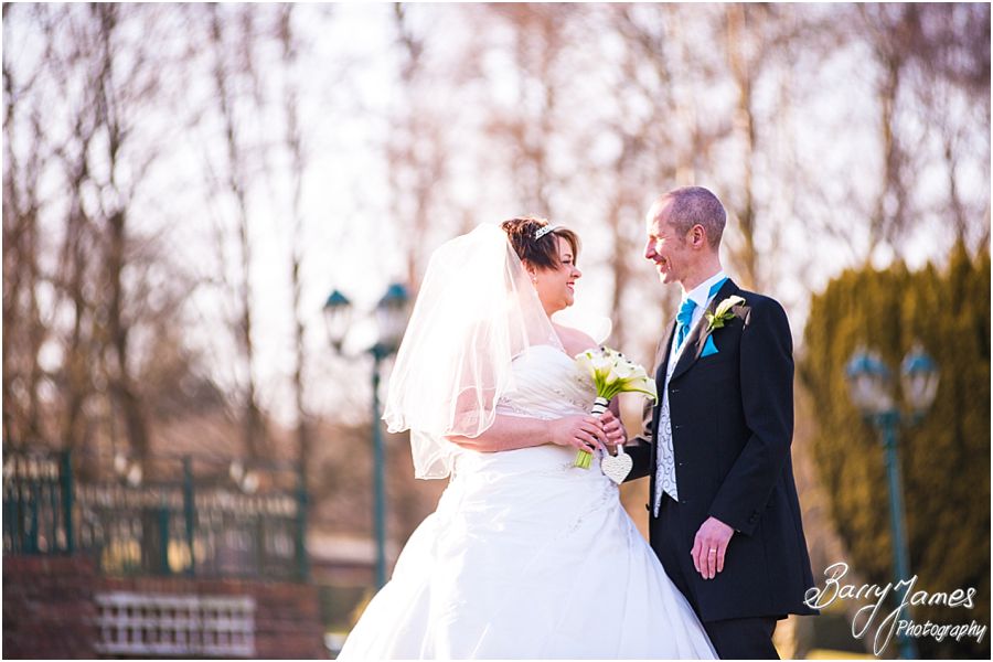 Creative contemporary photographs of Bride and Groom at Weston Hall in Stafford by Rugeley Wedding Photographer Barry James