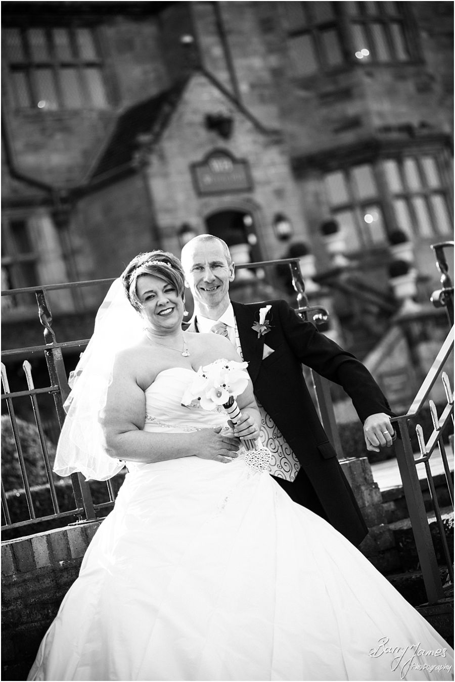 Creative contemporary photographs of Bride and Groom at Weston Hall in Stafford by Rugeley Wedding Photographer Barry James