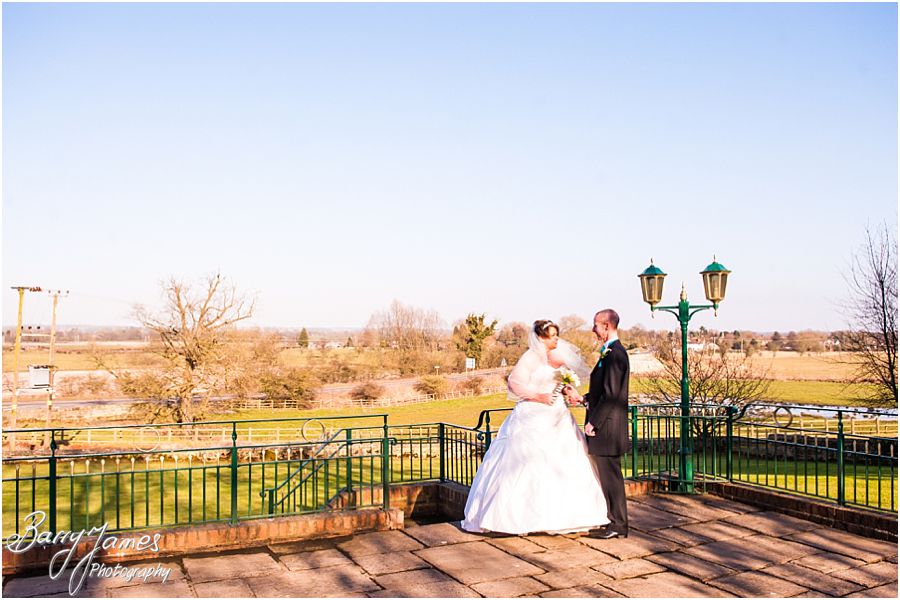 Creative contemporary photographs of Bride and Groom at Weston Hall in Stafford by Rugeley Wedding Photographer Barry James