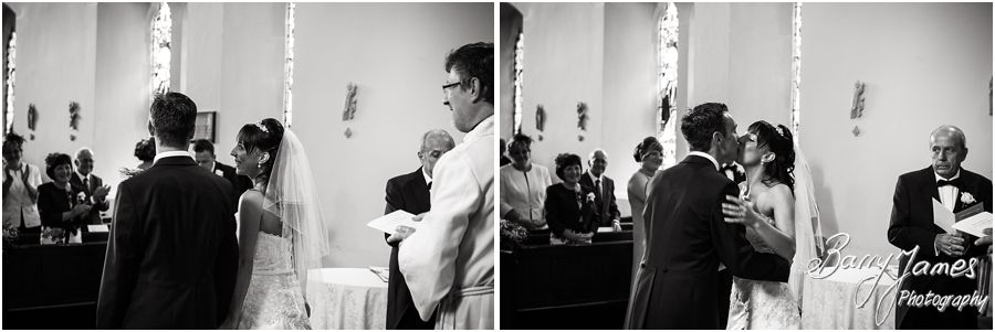 Creative unobtrusive wedding photography with candid moments at Rushall Parish Church in Walsall by Professional Wedding Photographer Barry James