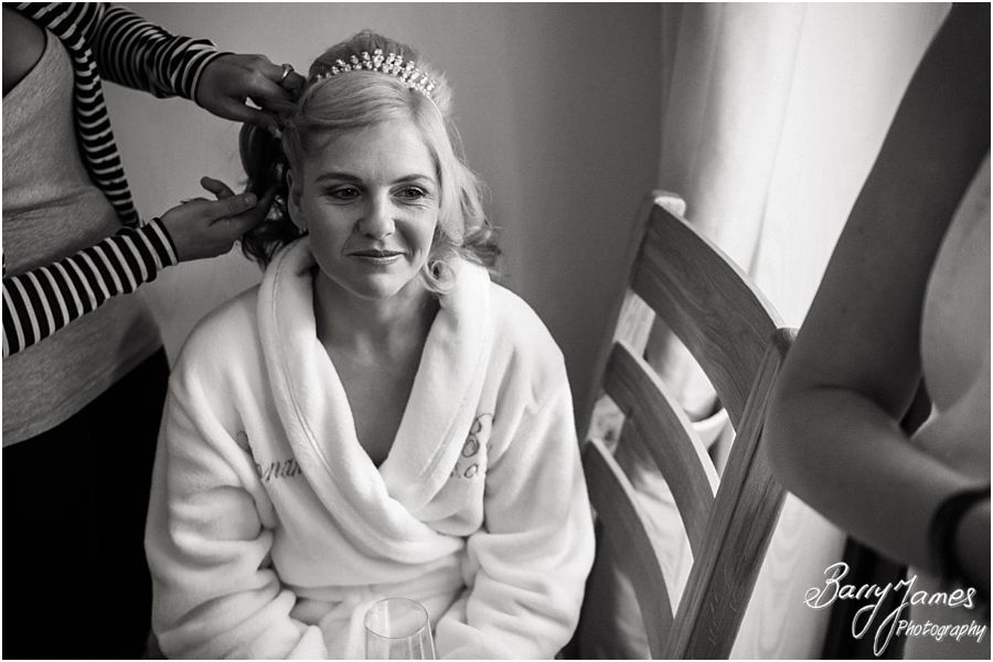 Candid photographs of the morning preparations at home before wedding at Rodbaston Hall in Penkridge by Staffordshire Wedding Photographer Barry James