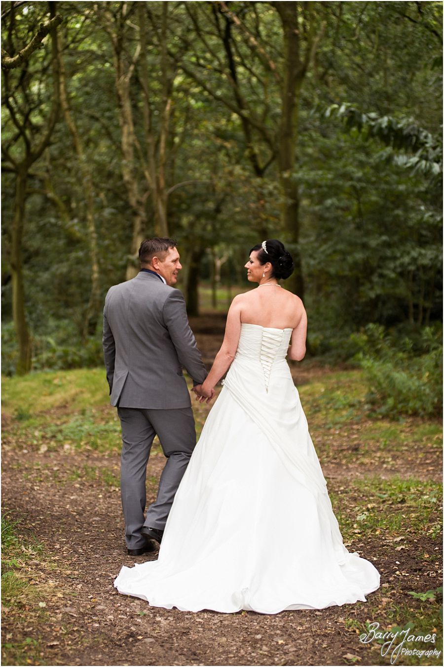Creative contemporary portraits of Bride and Groom around Shoal Hill in Cannock Chase by Experienced Contemporary Candid and Creative Wedding Photographer Barry James