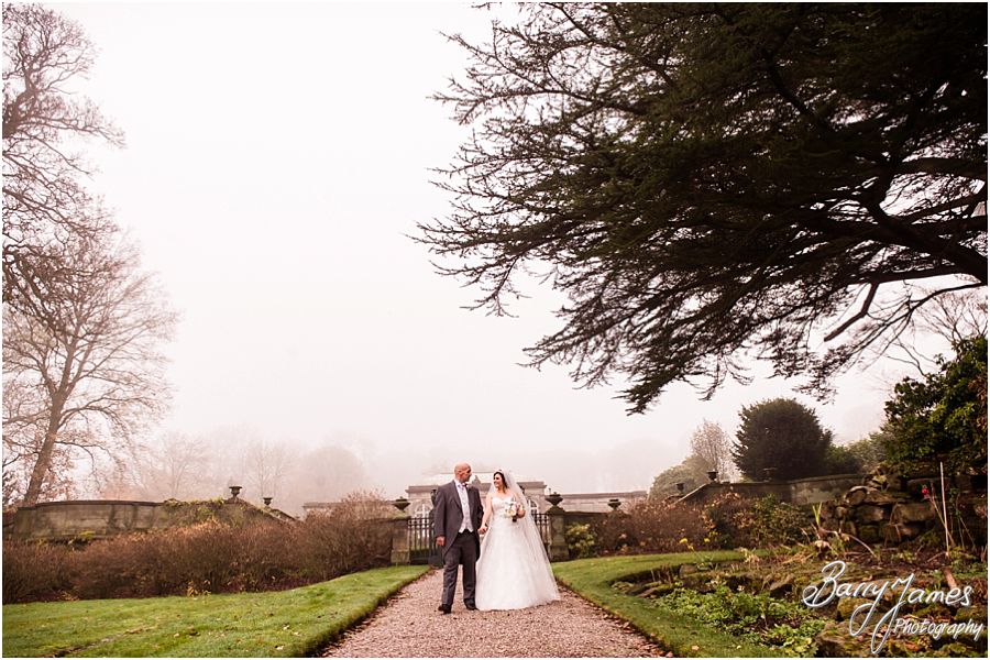 Creative contemporary portraits of the Bride and Groom around the beautiful grounds at Heath House in Tean by Professional Wedding Photographer Barry James