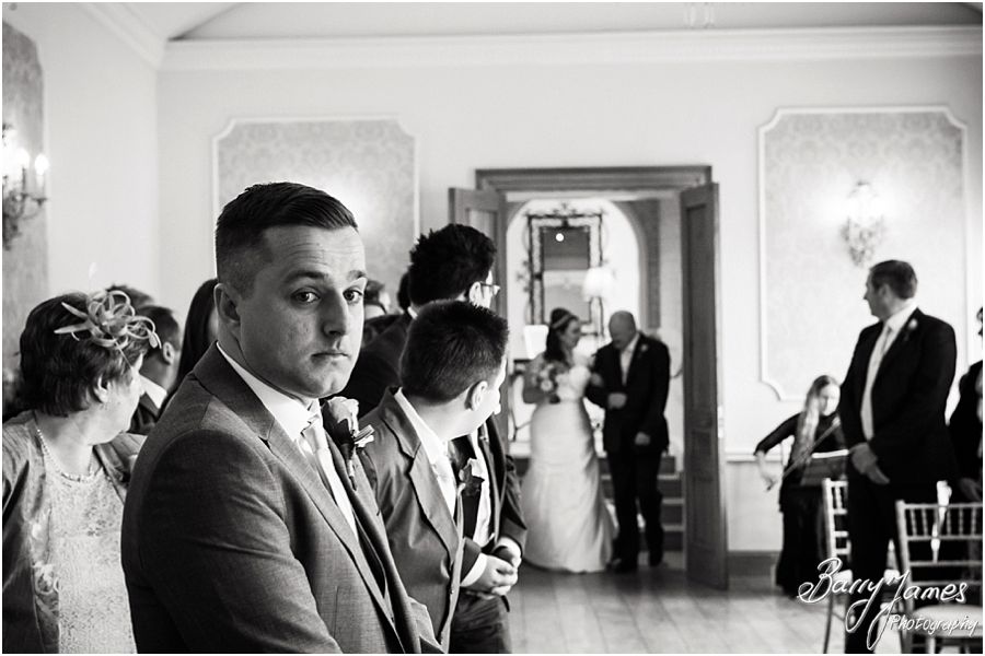 Reportage photos show the emotion and excitement of the wedding ceremony at Alrewas Hayes in Burton upon Trent by Contemporary and Creative Wedding Photographer Barry James