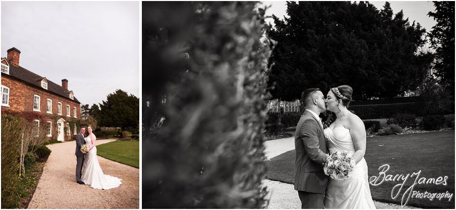 Beautiful relaxed portraits of the bride and groom at Alrewas Hayes in Burton upon Trent by Contemporary and Creative Wedding Photographer Barry James