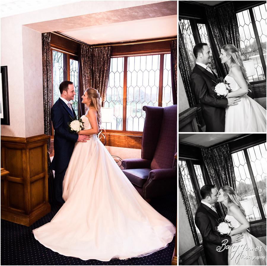 Beautiful relaxed portraits of the bride and groom for their Christmas wedding at The Moat House in Acton Trussell by Wolverhampton Wedding Photographer Barry James