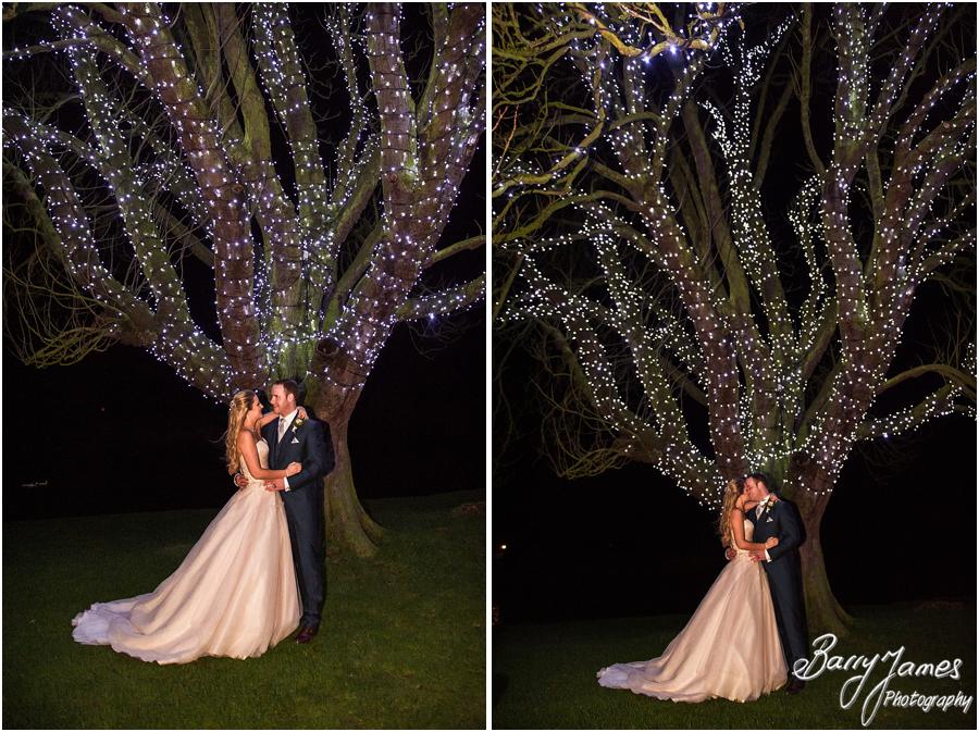 Creative portraits by the illuminated tree at The Moat House in Acton Trussell by Wolverhampton Wedding Photographer Barry James