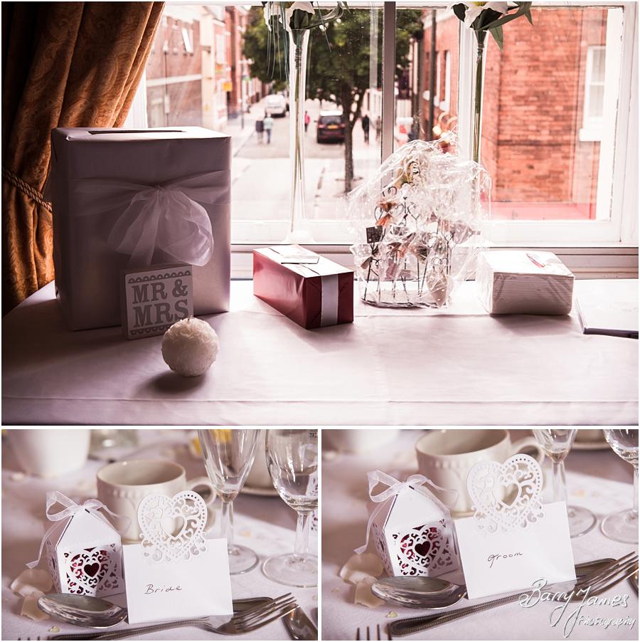 Beautiful photographs of the wedding breakfast setting at The George Hotel, Lichfield