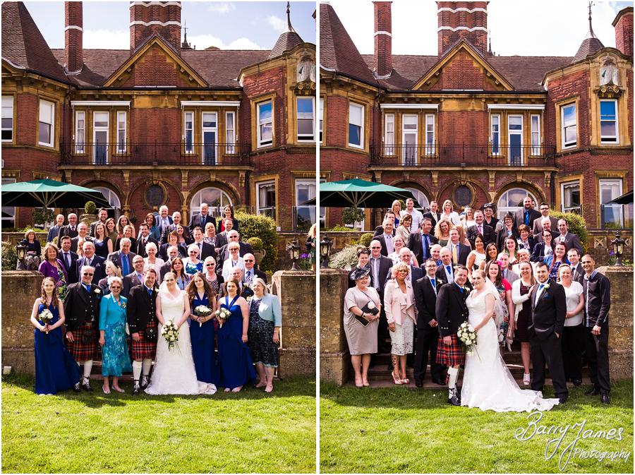 Family group photographs on the rear steps at Moor Hall in Sutton Coldfield by Sutton Coldfield Wedding Photographer Barry James