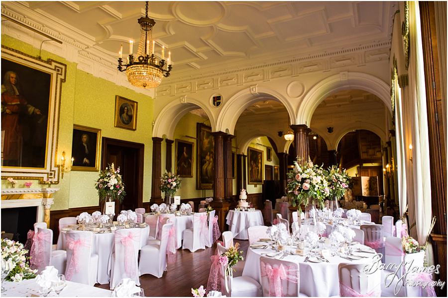 Beautiful styling for the wedding breakfast at Sandon Hall in Stafford by Stafford Wedding Photographer Barry James