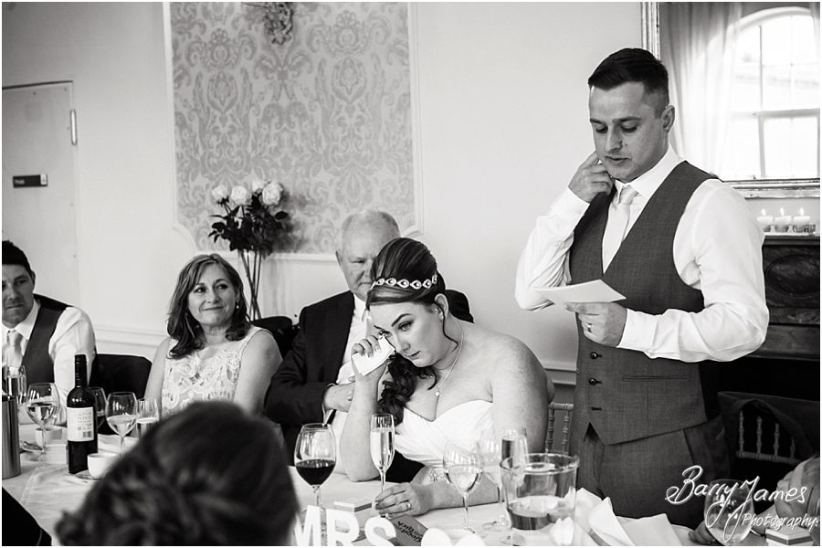 Photos of the wonderful reactions to the speeches at Alrewas Hayes in Burton upon Trent by Contemporary and Creative Wedding Photographer Barry James