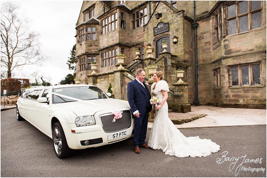 Stunning photographs of the Bridal party as they arrive in style at Weston Hall in Stafford by Stafford Wedding Photographer Barry James