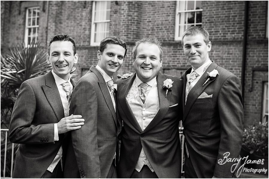 Creative groomsmen portraits at Hawkesyard Estate in Rugeley by Stafford Wedding Photographer Barry James