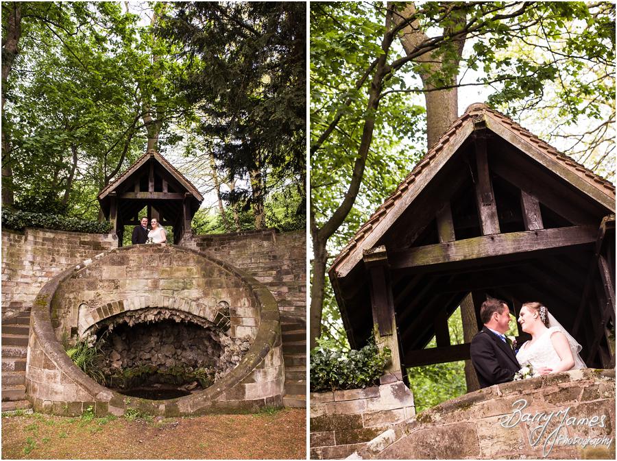 Creative elegant portraits in the beautiful sunken gardens at Moor Hall in Sutton Coldfield by Sutton Coldfield Wedding Photographer Barry James