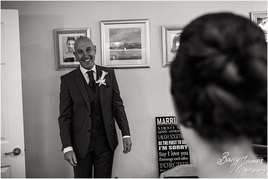 Relaxed reportage photographs of the bridal hair and makeup at home before wedding at The Moat House in Acton Trussell by Experienced Wedding Photographer Barry James