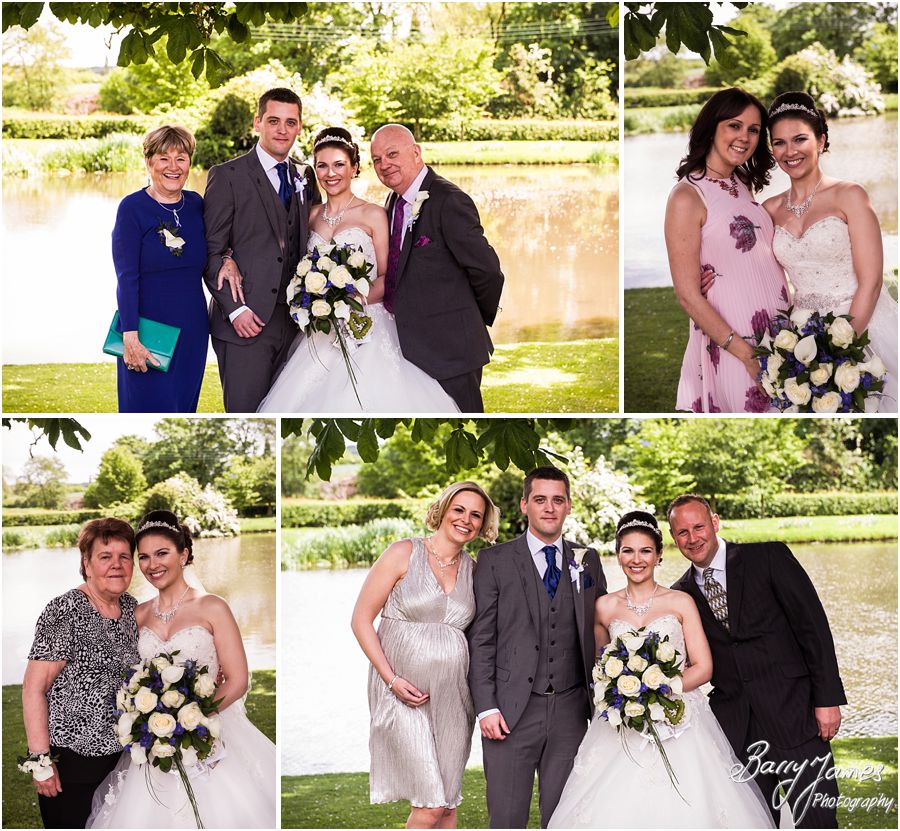 Relaxed family photographs on the lake side at The Moat House in Acton Trussell by Contemporary Wedding Photographer Barry James