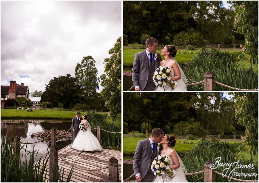 Relaxed unobtrusive moments between the bride and groom around the grounds of The Moat House in Acton Trussell by Contemporary Wedding Photographer Barry James
