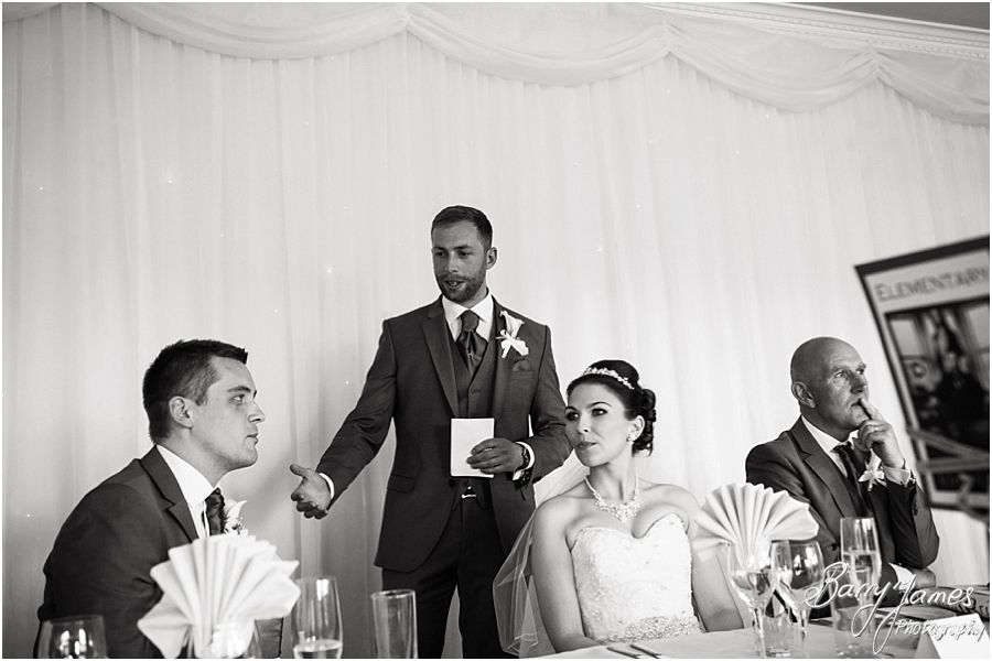 Fabulous photos of the best mans speech at The Moat House in Acton Trussell by Penkridge Wedding Photographer Barry James