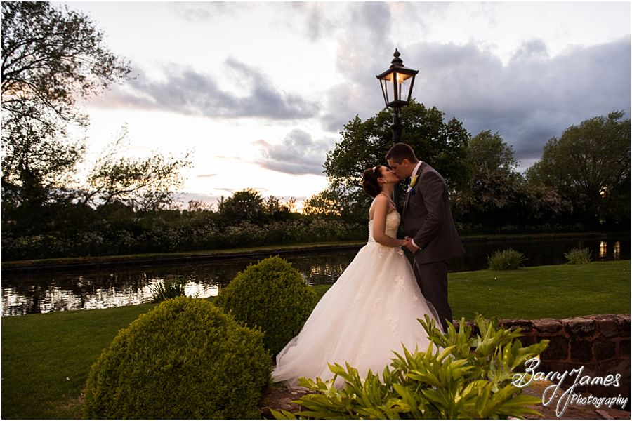 Evening portraits of the beautiful bride and groom at The Moat House in Acton Trussell by Stafford Wedding Photographer Barry James