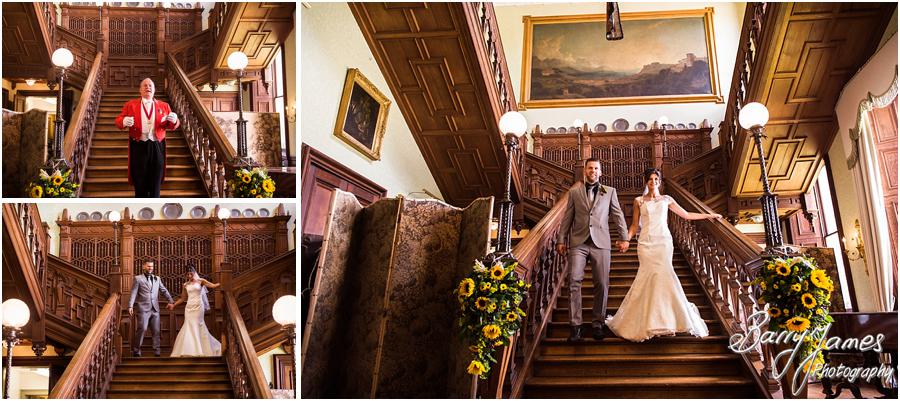 Capturing the breathtaking entrance to the wedding breakfast at Sandon Hall in Stafford by Stafford Wedding Photographer Barry James