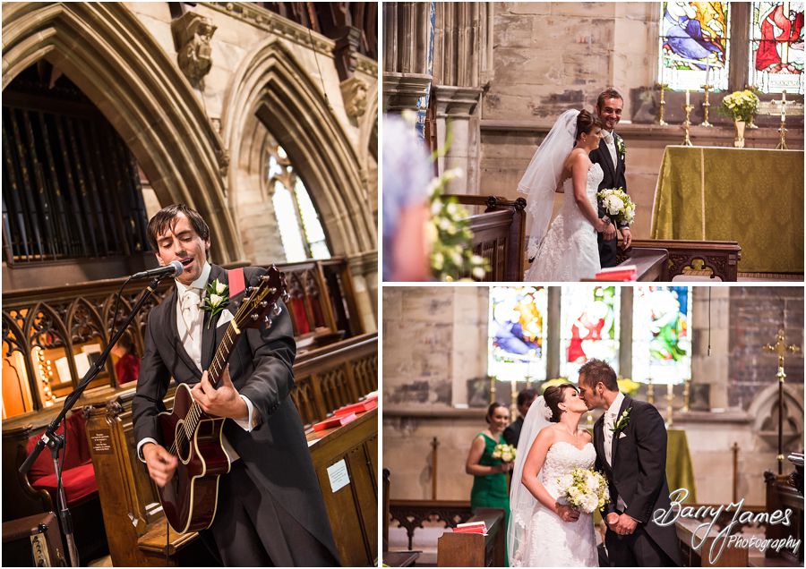 Two photographers provide the perfect coverage of the wedding ceremony at St John the Baptist in Armitage by Rugeley Wedding Photographer Barry James