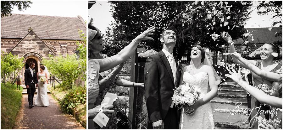 Confetti photographs at St John the Baptist in Armitage by Rugeley Wedding Photographer Barry James