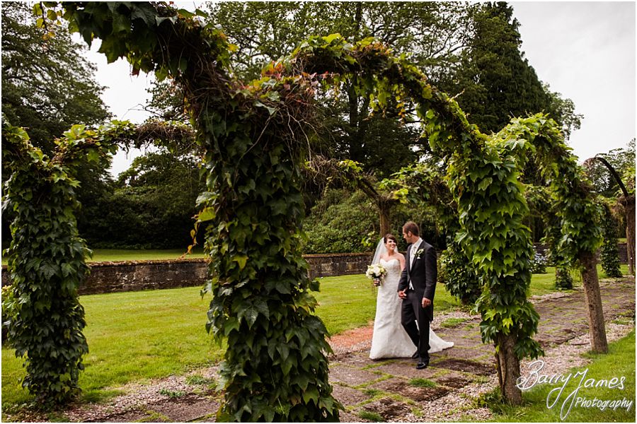 Creative portraits around the wonderful gardens of Sandon Hall in Staffordshire by Recommended Wedding Photographer Barry James