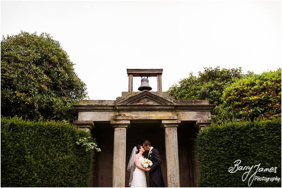 Creative portraits around the wonderful gardens of Sandon Hall in Staffordshire by Recommended Wedding Photographer Barry James