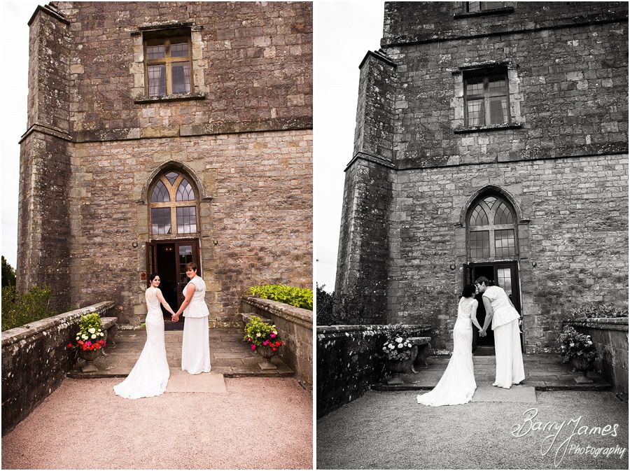 Natural relaxed portraits of the brides around the beautiful gardens at Clearwell Castle in Gloucestershire by Gloucester Wedding Photographer Barry James