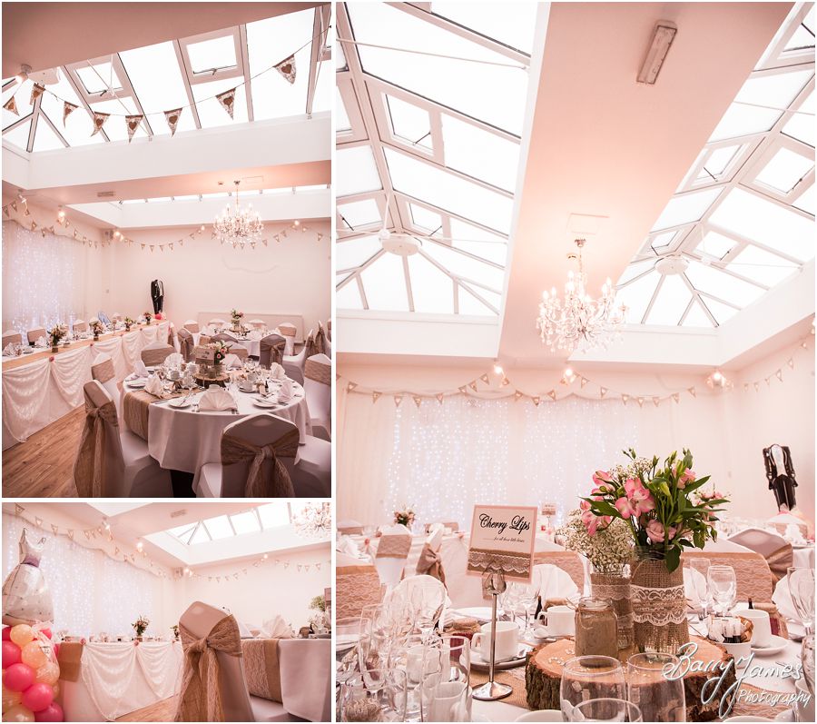 Elegant and classy touches making the wedding breakfast setting simply perfect at Hawkesyard Estate in Rugeley by Rugeley Wedding Photographer Barry James