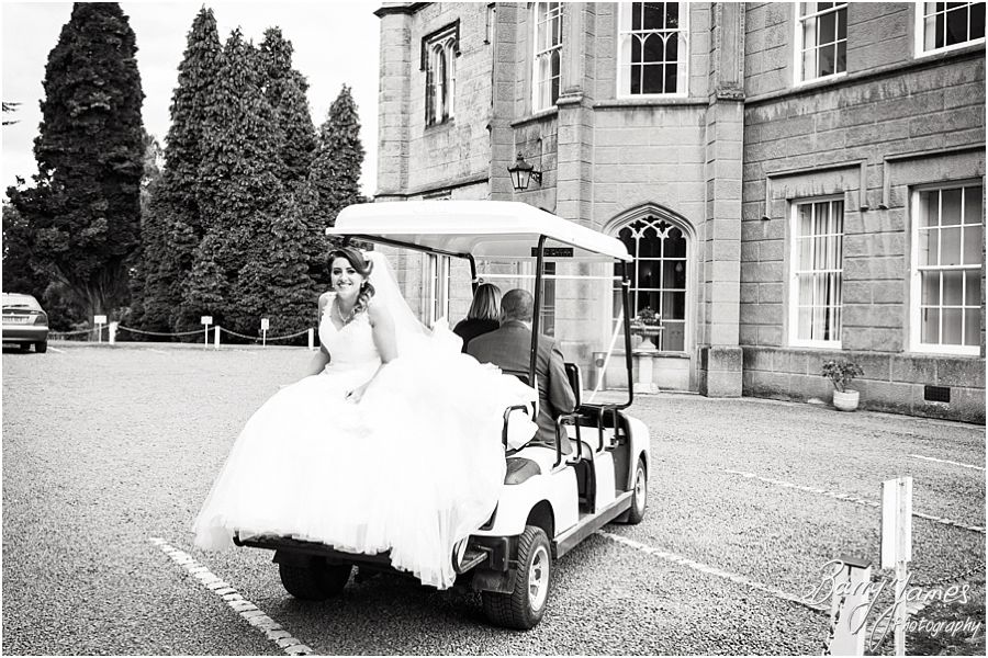 Golf cart wedding transport for bride at Hawkesyard Estate in Rugeley by Rugeley Wedding Photographer Barry James