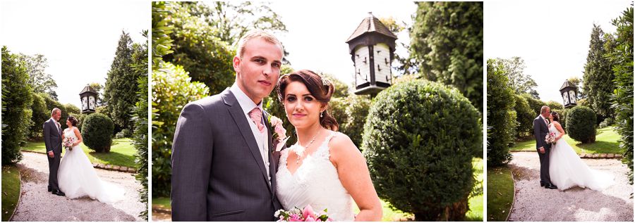 Creative and relaxed photographs of the bride and groom around the grounds at Hawkesyard Estate in Rugeley by Rugeley Wedding Photographer Barry James
