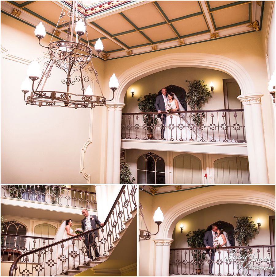 Portraits on the staircase and landing of Hawkesyard Estate in Rugeley by Rugeley Wedding Photographer Barry James
