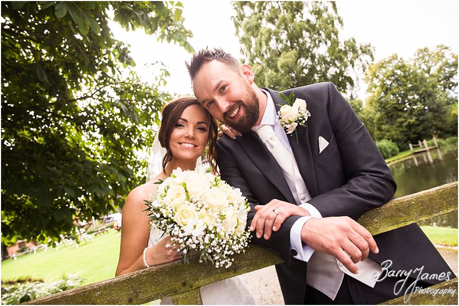Creative portraits of the Bride and Groom around the grounds at The Moat House in Acton Trussell by West Midlands Wedding Photographer Barry James