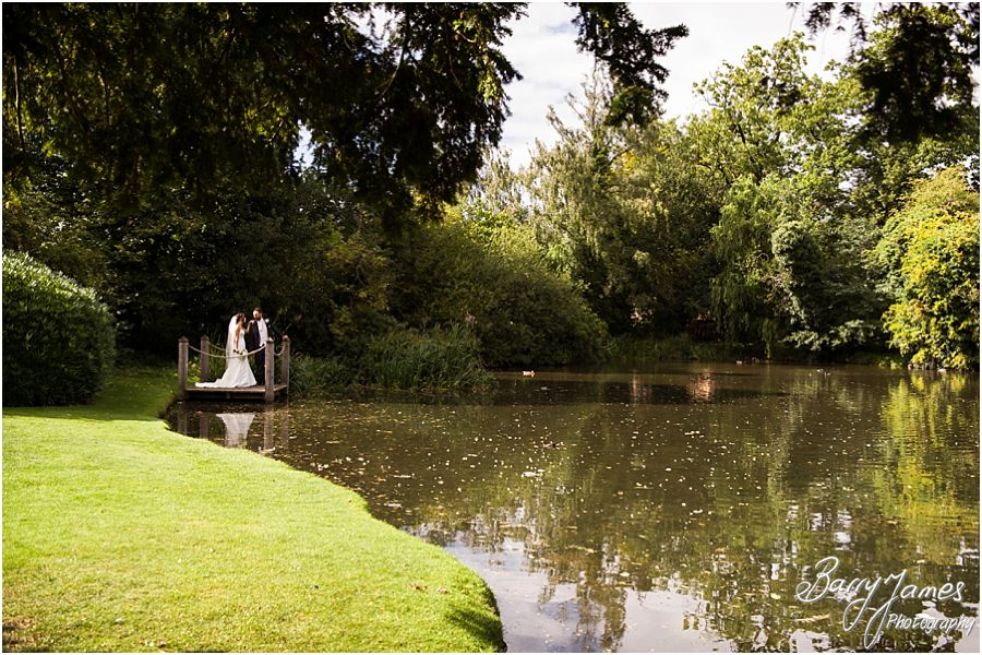 Creative portraits of the Bride and Groom around the grounds at The Moat House in Acton Trussell by West Midlands Wedding Photographer Barry James