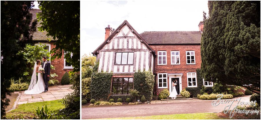 Beautiful relaxed photographs of the Bride and Groom around the grounds of The Moat House in Acton Trussell by West Midlands Wedding Photographer Barry James