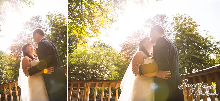 Creative portraits on the lakeside at Walsall Arboretum in Walsall by Walsall Wedding Photographer Barry James