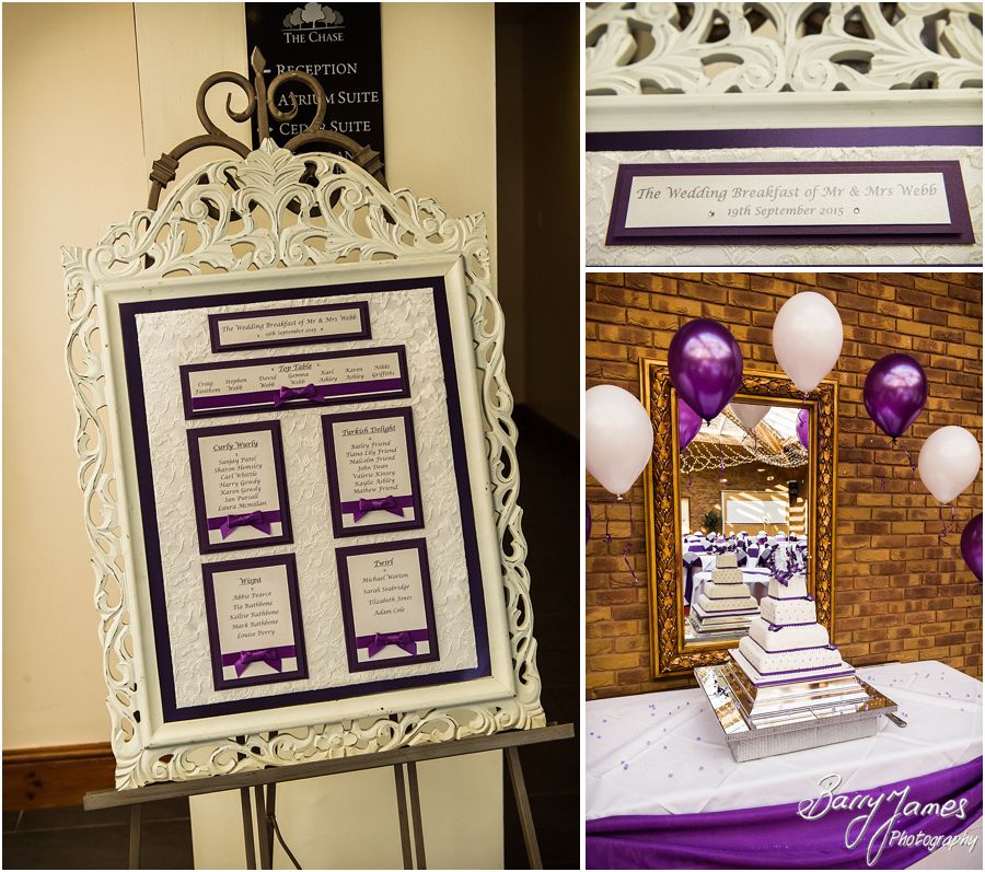 Stunning room setting for the wedding breakfast at The Chase in Cannock by Walsall Wedding Photographer Barry James