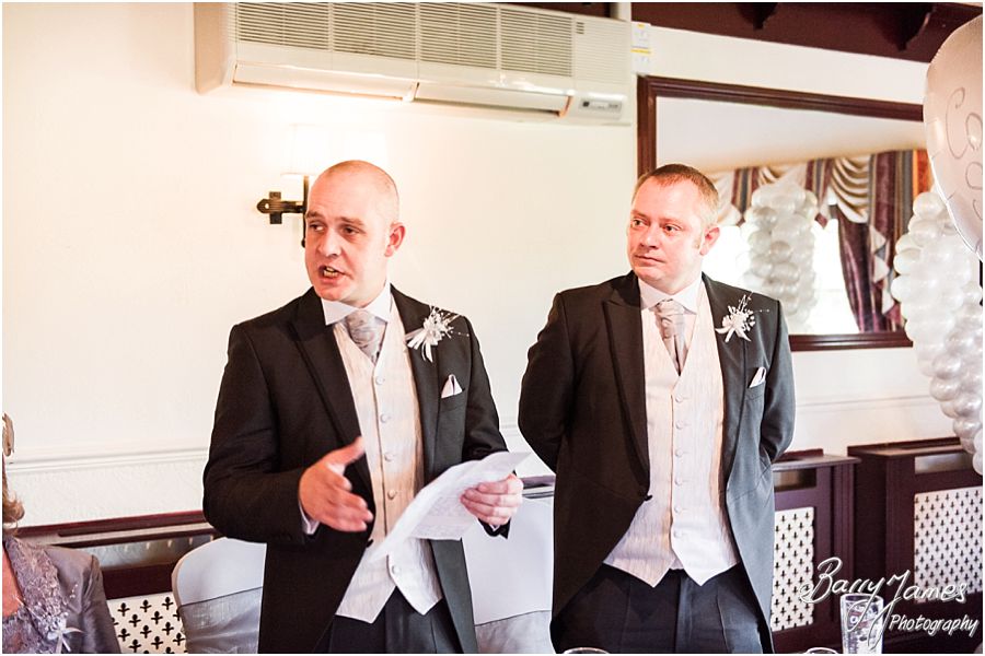 Fabulous reactions to the Best Mens speeches at Oak Farm in Cannock by Cannock Wedding Photographer Barry James
