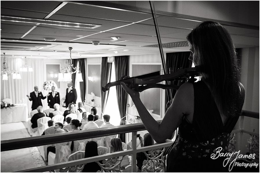 Live music for bridal entrance at The Fairlawns in Walsall by Fairlawns Wedding Photographer Barry James