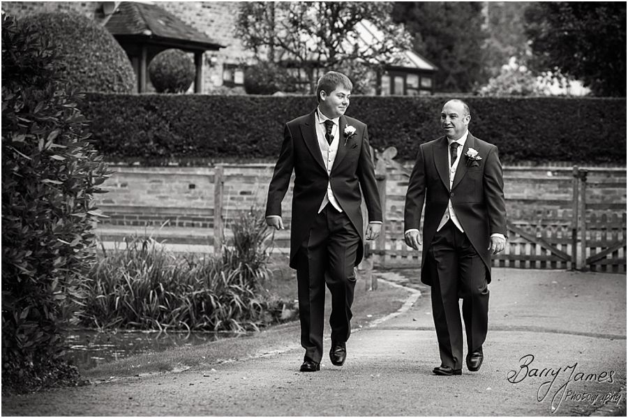 Contemporary photographs of the groom and best man at The Moat House in Acton Trussell by Stafford Wedding Photographer Barry James